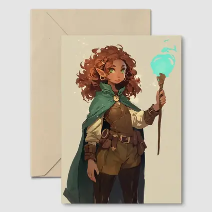 Fantasy Gnome Mage With Glowing Magic Staff