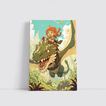 Anime Girl Riding Dragon Fantasy Forest
