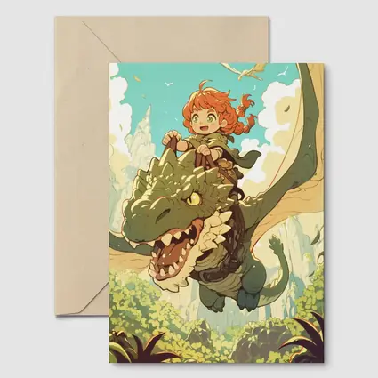 Anime Girl Riding Dragon Fantasy Forest