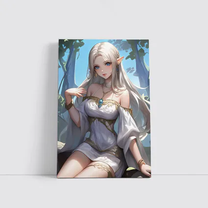 Anime Elf Girl White Dress Forest