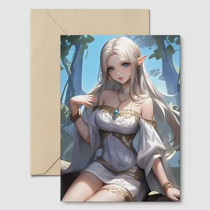 Anime Elf Girl White Dress Forest