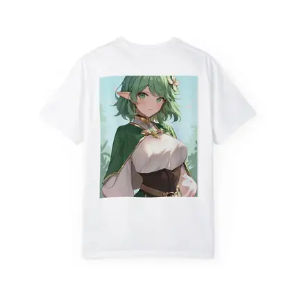 Anime Elf Girl Green Hair Forest Background