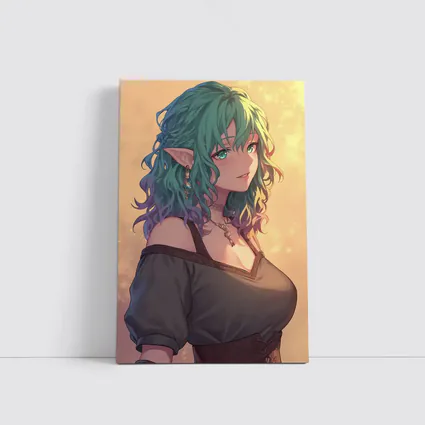 Anime Elf Girl Rainbow Hair Fantasy Art