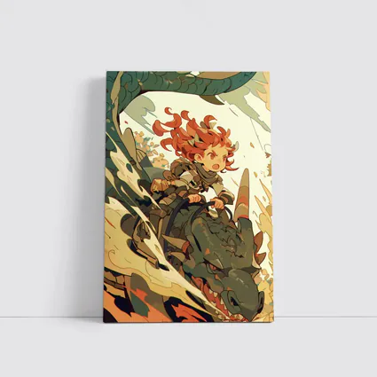 Anime Girl Riding Dragon Fantasy Art