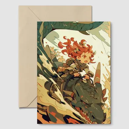 Anime Girl Riding Dragon Fantasy Art