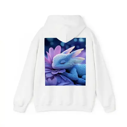 Sleeping Baby Dragon Blue Flowers Fantasy