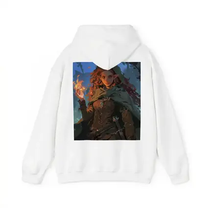 Red Hair Elf Mage Fire Forest Fantasy