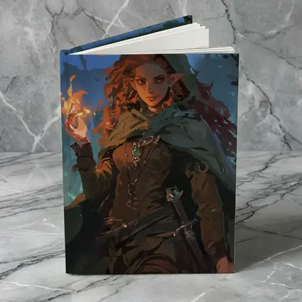 Red Hair Elf Mage Fire Forest Fantasy