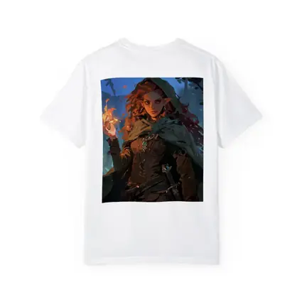 Red Hair Elf Mage Fire Forest Fantasy