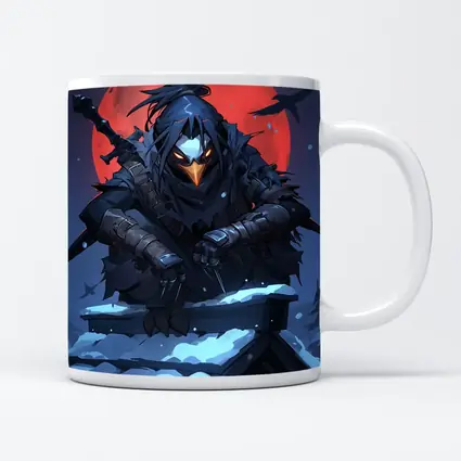 Dark Raven Ninja Warrior Red Moon Winter