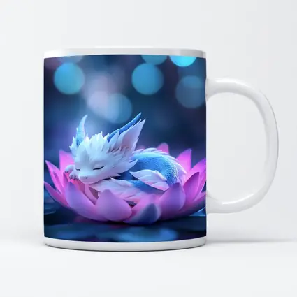 Sleeping Baby Dragon on Pink Lotus