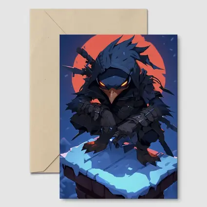 Ninja Crow Warrior Dark Anime Night Art