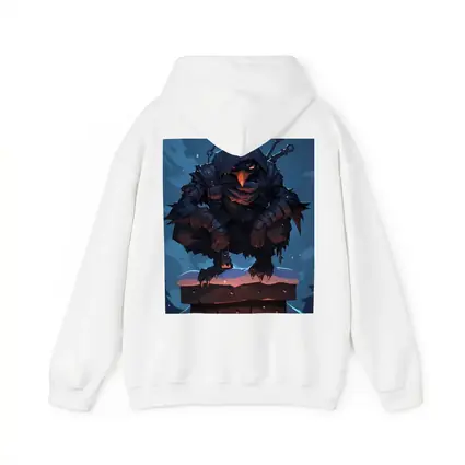 Dark Raven Warrior Crouching On Snowy Chimney