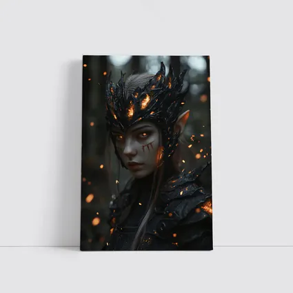 Dark Elf Warrior Forest Fire Fantasy Art
