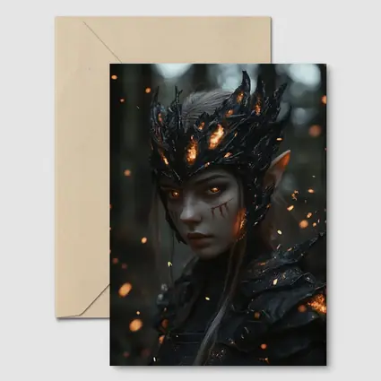 Dark Elf Warrior Forest Fire Fantasy Art