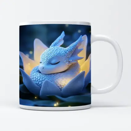 Sleeping Baby Dragon Blue Lotus Fantasy