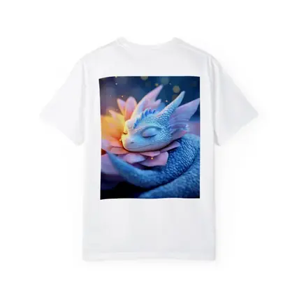 Sleeping Baby Dragon Blue Floral Fantasy