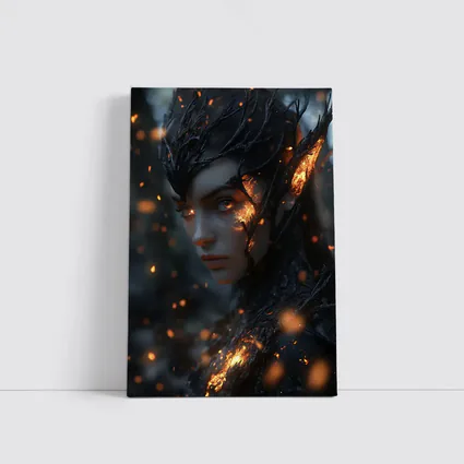 Dark Elf Fantasy Portrait Glowing Embers Forest