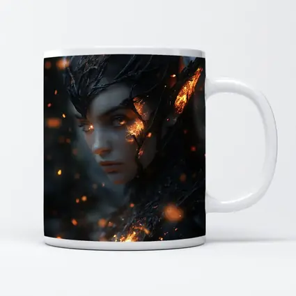 Dark Elf Fantasy Portrait Glowing Embers Forest