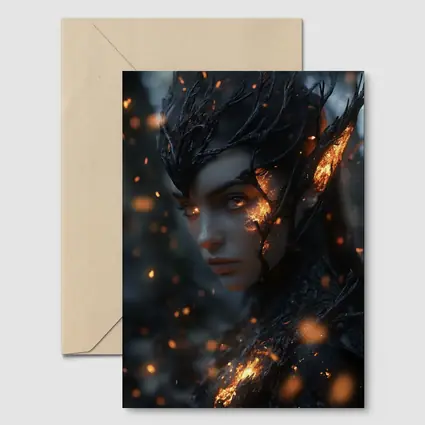 Dark Elf Fantasy Portrait Glowing Embers Forest