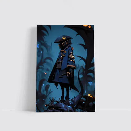 Dark Fantasy Figure Blue Glowing Forest