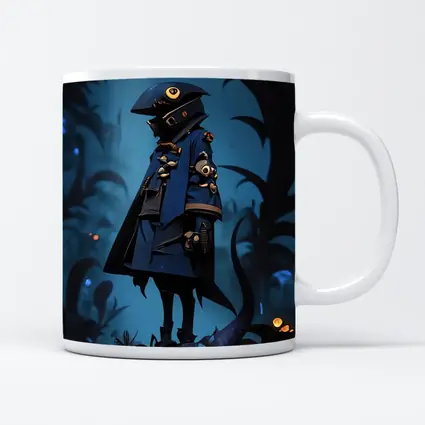 Dark Fantasy Figure Blue Glowing Forest