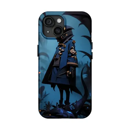 Dark Fantasy Figure Blue Glowing Forest