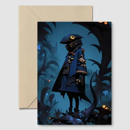 Dark Fantasy Figure Blue Glowing Forest