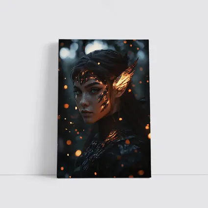 Dark Elf Fantasy Portrait Glowing Forest Night
