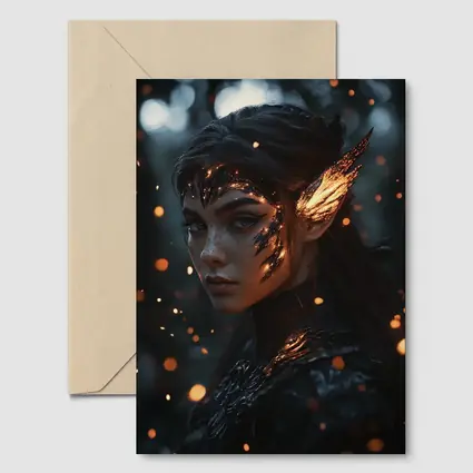 Dark Elf Fantasy Portrait Glowing Forest Night