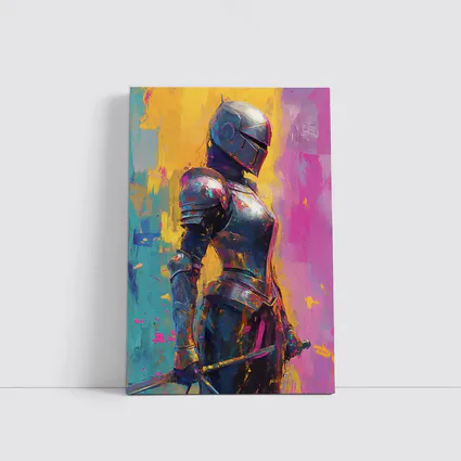 Medieval Knight Armor Colorful Painterly Background