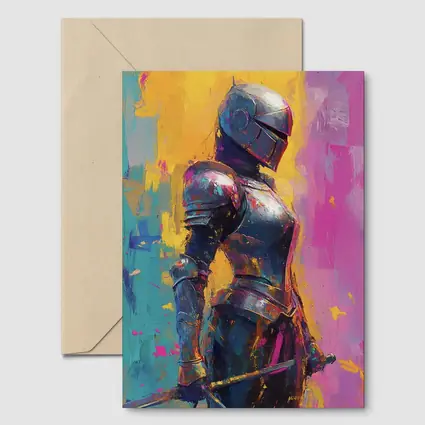 Medieval Knight Armor Colorful Painterly Background