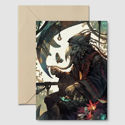 Dark Fantasy Crow Warrior With Butterflies