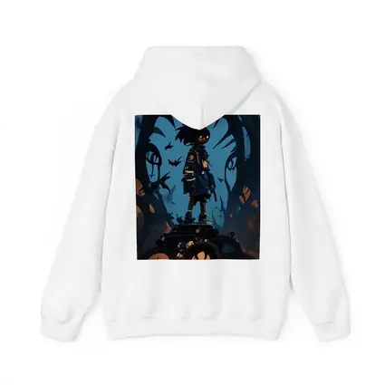 Anime Boy Standing Dark Fantasy Creature Background