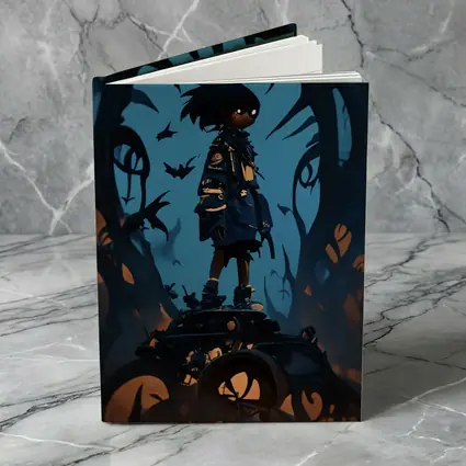 Anime Boy Standing Dark Fantasy Creature Background