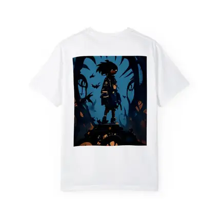 Anime Boy Standing Dark Fantasy Creature Background