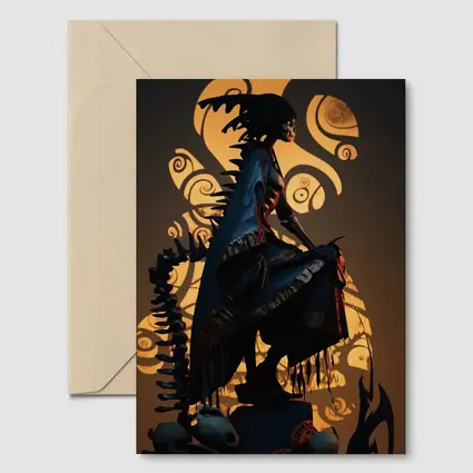 Dark Warrior Figure With Glowing Shadow Art