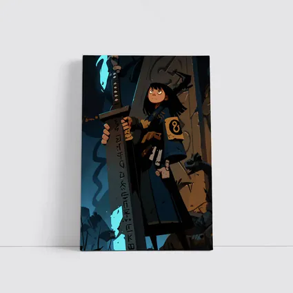Anime Warrior Girl Holding Ancient Rune Sword