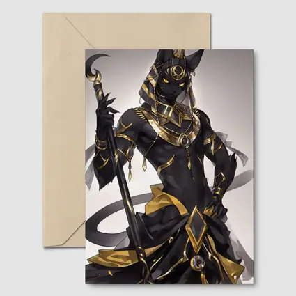 Anime Egyptian Cat God Black Gold