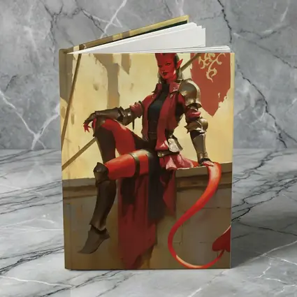 Red Devil Knight Woman Fantasy Art