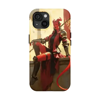 Red Devil Knight Woman Fantasy Art