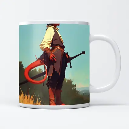 Red Demon Warrior Standing on Hilltop