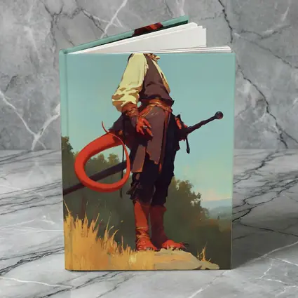 Red Demon Warrior Standing on Hilltop
