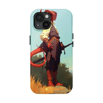 Red Demon Warrior Standing on Hilltop