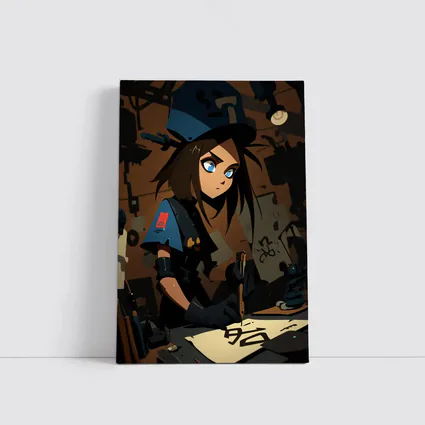 Anime Girl Writing Dark Workshop Scene