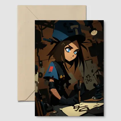 Anime Girl Writing Dark Workshop Scene