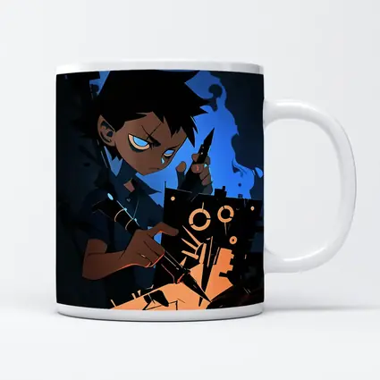 Anime Boy Building Robot Dark Blue