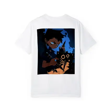 Anime Boy Building Robot Dark Blue