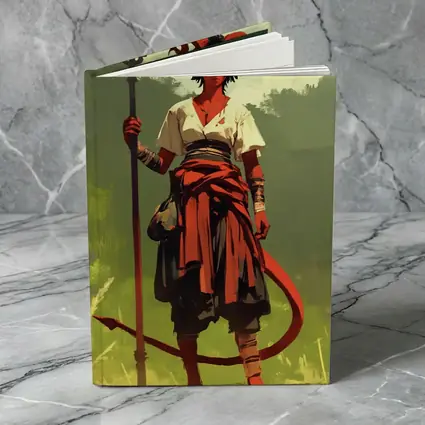 Horned Warrior Girl with Spear Green Forest