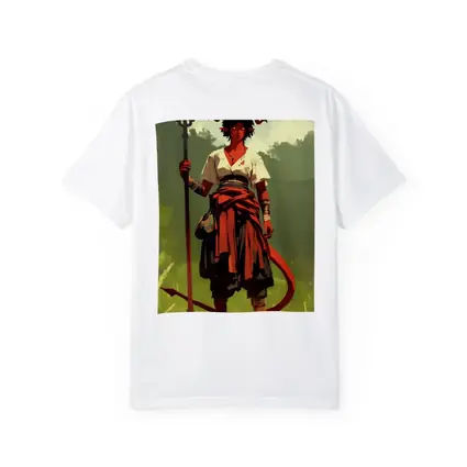 Horned Warrior Girl with Spear Green Forest